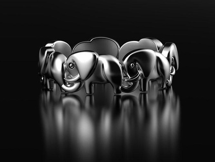 round dance elephants elephant seven rings jewel texture steel silver gold sterling nature design art 3dprinted model 3d print printing prototyping jewelry 3d print model - Mito3D