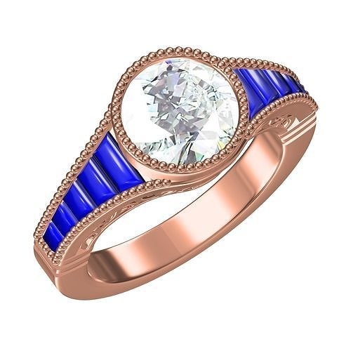 volta diamante Basel conjunto arte deco noivado anel 02 joalheria imprimível ouro moda argolas prata Casamento cafajeste jóias personalizadas 3D print model - Mito3D