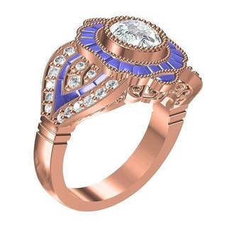 volta diamante Basel configuração arte deco noivado anel joalheria imprimível ouro argolas prata Casamento jóia gema 3d Projeto cafajeste 3d print model - Mito3D