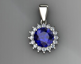 diamante rotondo blu zaffiro ciondolo gioielli oro di fidanzamento gemma emerald topazio ciondoli 3d print model - Mito3D