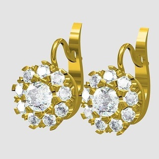 runden Diamant Cluster Ohrring Schmuck Gold Ringe Ring druckbar Mode Engagement Juwel Silber Hochzeit Design 3d cad Ohrringe 3d print model - Mito3D