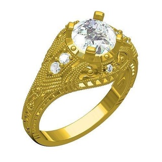 runden Diamant Filigran Kunst Deko Jahrgang Ring Schmuck Gold Juwel wertvoll Platin druckbar 3d cad Design anpassen Hochzeit Ringe 3d print model - Mito3D