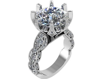 redondo diamante milgrain anillo 1045 oro pavimentar joyería joya plata fabricación Moda diseño compromiso imprimible libra esterlina pulsera cubano arete collar colgante pendiente anillos 3d print model - Mito3D