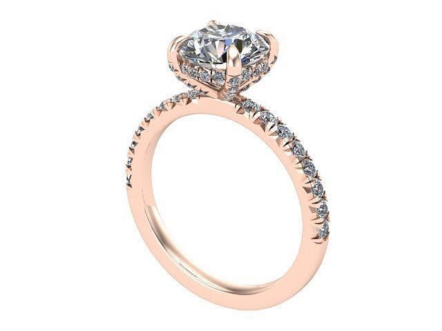 rond diamant Rose solitaire d'or argent bijoux bague anneaux 3D print model - Mito3D