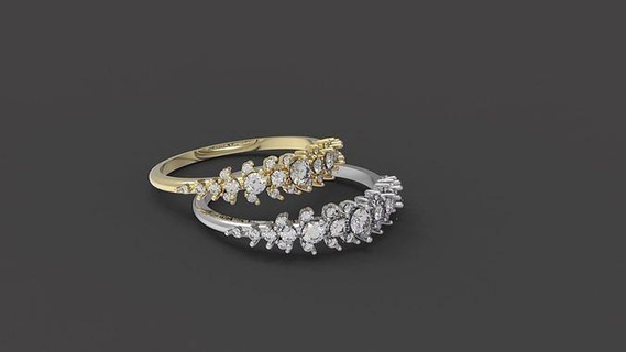 round diamonds ring diamond fashion sterling silver wedding jewel engagement jewellery platinum gem 3d cad matrix rhino jewelry rings 3d print model - Mito3D