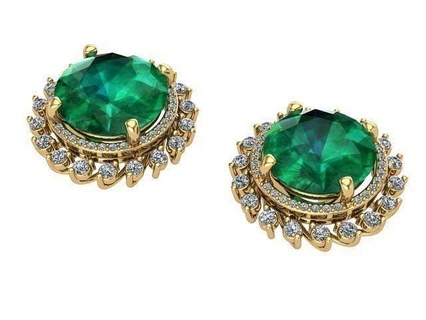 giro Smeraldo cuscino orecchini diamanti d'oro argento gioielleria orecchini 3d print model - Mito3D