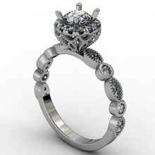 Runde halo Korb fantasy-Schaft Verlobungsring Schmuck ring gold diamond bedruckbar ist engagement Mode-ring genial Diamant-ring Mode-Schönheit Ringe 3d print model - Mito3D