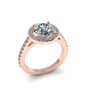 redondo aureola compromiso anillo clásico anillos joyería joya oro imprimible Estados Unidos diamante brillante 3d impresión libra esterlina 3d print model - Mito3D