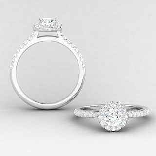 runden Heiligenschein Mode Ring Schmuck Gold Silber druckbar Engagement Diamant Ringe 3d print model - Mito3D