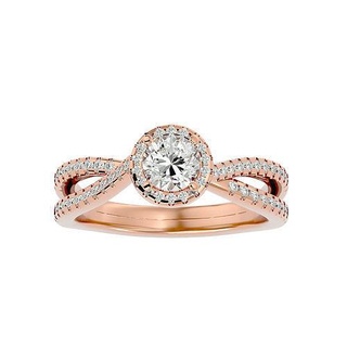 redondo aureola solitario Boda compromiso anillo 360 joyería joya banda mujer oro diamante anillos imprimible 3d print model - Mito3D