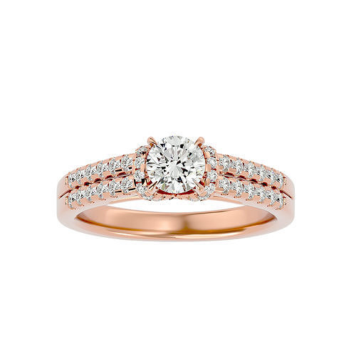 runden Heiligenschein Solitär Hochzeit Engagement Ring 360 Aussicht Schmuck Band Frauenring Gold Diamant Ringe Frauen druckbar 3D print model - Mito3D