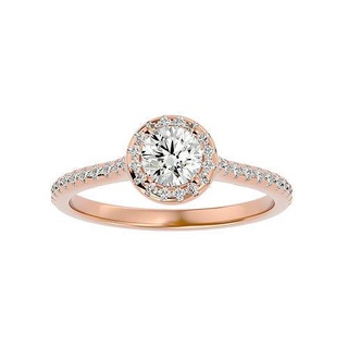 redondo aureola solitario Boda compromiso anillo 360 joyería joya banda mujer oro diamante anillos imprimible 3d print model - Mito3D