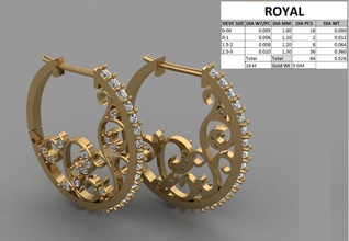 rotondo appeso aratura diamante gioielli di lusso oro moderna stampabile anello gli orecchini 3d print model - Mito3D