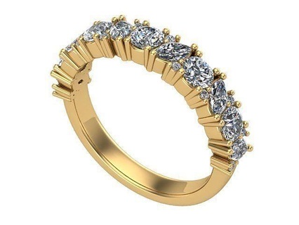 round marquise diamond golden wedding band silver jewelry ring rings 3d print model - Mito3D