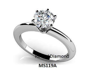 redondo Roca diamante anillo anillos solitario libra esterlina joyería joya oro banda plata brillante imprimible platino Boda compromiso delicado 3d print model - Mito3D