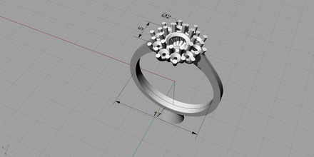 round ring halo jewelry diamond printable platinum white gem brilliant gold rings 3d print model - Mito3D