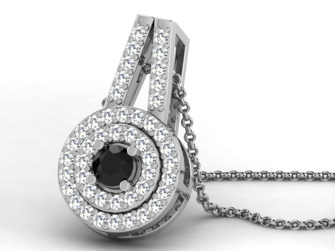 rond forme Halo pendentif gemme 1 brillant goujat conception détail diamant engagement or bijou bijoux platine imprimable bague anneaux argent mariage pentant 3D print model - Mito3D