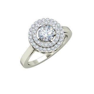 rond forme argent Halo bague diamants 11 brillant goujat conception détail diamant engagement gemme or bijou bijoux platine imprimable anneaux mariage pentant 3d print model - Mito3D