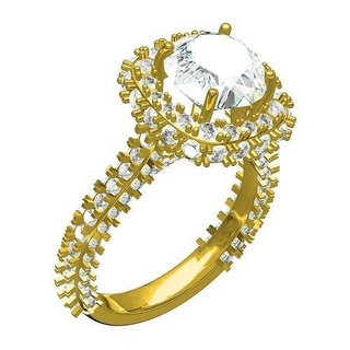 rond calcul diamant Halo cathédrale engagement bague bijoux gemme précieux platine or imprimable 3d goujat conception sith Personnaliser mariage anneaux 3d print model - Mito3D