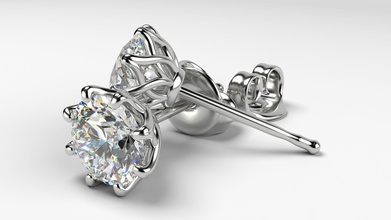 round stud earrings jewelry diamond jewellry printable pin flower 3d print model - Mito3D