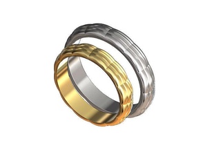 gerundet facettiert ring facette geometrisch hochzeit engagement mode schmuck druckbar gold silber sterling luxus modern schönheit blase muster kurve ringe 3d print model - Mito3D