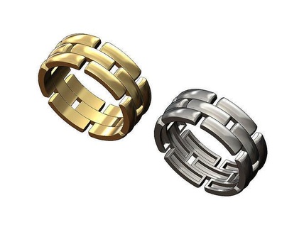 gerundet Verknüpfung Mode Band us Größe 5to11 Ring Schmuck druckbar Gold Silber Sterling Luxus bling Aussage klassisch Rolex sehen runden Ringe 3d print model - Mito3D