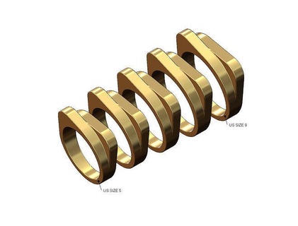 rounded overlapping bars signet us sizes 5to9 ring wedding fashion jewelry printable gold silver jewellery sterling luxury modern classic simple bar statement stacker 3d model rings 3d print model - Mito3D