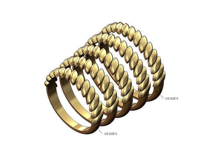 rounded tilted leaf band size 5 to 9 nature flower wave ring croissant lowprofile fashion jewelry printable gold silver jewellery sterling luxury stackable weat wheat rings 3d print model - Mito3D