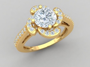 roung flor anillo joya compromiso boda joyería diamante plata enganchar oro moda libra esterlina blanco brillante zafiro belleza anillos 3d print model - Mito3D
