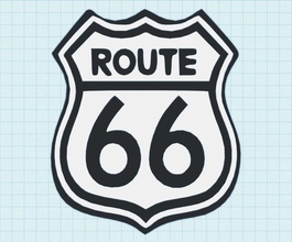 rota 66 placa route66 2d arte sinais logotipos 3d print model - Mito3D