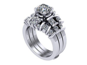 riga diamante squillare d'oro argento gioielleria anelli 3d print model - Mito3D