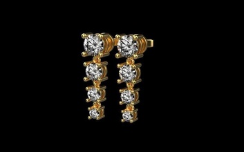 row earring 4 types row earring gem jewelry precious luxury carat silver printable diamond ring engagem earrings 3d print model - Mito3D