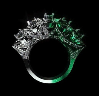 Royal baguette gemme bague bijoux or 3dprint diamant anneaux saphir bijou platine argent imprimable engagement mariage 3d print model - Mito3D