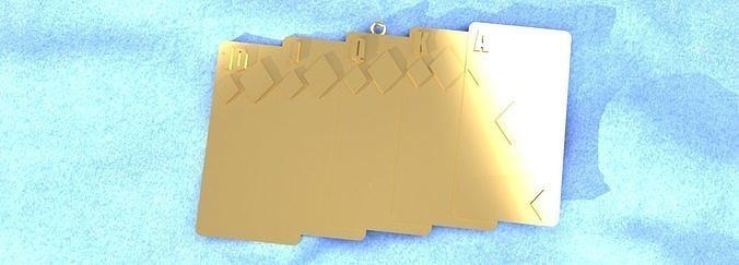 reale sciacquone pendente oro argento platino gioielleria poker carte diamanti picche cuori club collana Uomini lusso ciondoli 3d print model - Mito3D