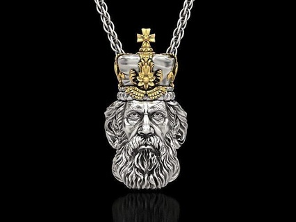 royal king head pendant carving empire emperor warrior gold silver men women jewelry jewellery knight prince chess gem sovereign monarch pendants 3d print model - Mito3D