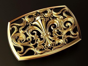 royal lirio cinturón hebilla real plata oro hombre firmar rey signo rey gótico moda cinturones 3d print model - Mito3D