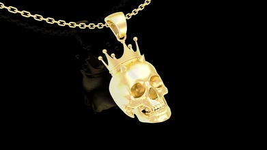royal skull pendant jewelry gold skull human science head anatomy skeleton bone dead body skeletal pendant jewelry jewel jewellery gem printable pendants gold 3d print model - Mito3D