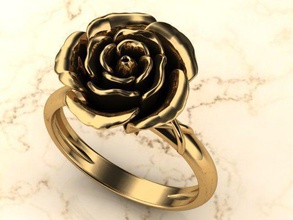 rozering gold rose ring roze flower flowerring silver sterling jewel jewellery natur fashion jewelry rings 3d print model - Mito3D