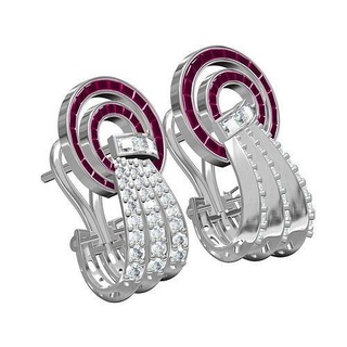 ruby baguette diamond art deco earring jewelry gem gold printable silver platinum 3d cad sith design customize omega earrings 3d print model - Mito3D