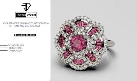 rubis baguette bague or bijoux imprimable luxe diamant anneaux solitaire blanc femmes mariage engagement mode gemme platine goujat 3d 3d print model - Mito3D