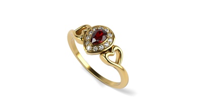 rubi de noivado diamante anel vedação jóias ouro ruby jóia printable brilhantes moda beleza anéis 3d print model - Mito3D