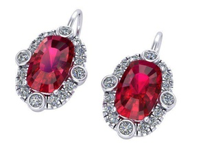 ruby earrings diamond golden silver jewelry earring 3d print model - Mito3D