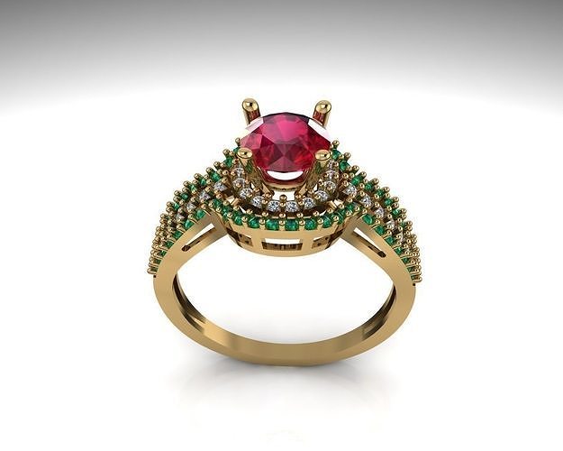 ruby emerald diamond luxury ring gemstone gold platinum sapphire fine art jewelry engagement classic vintage elegance rings 3D print model - Mito3D