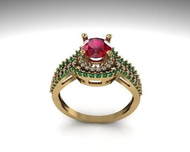 rubi esmeralda diamante luxo anel pedra preciosa ouro platina safira arte joalheria 3d print model - Mito3D