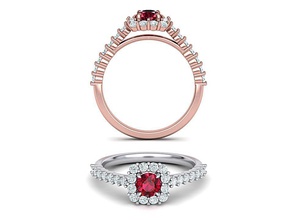 rubí anillo de compromiso halo diseño la joyería ruby ring único estados unidos canadá gran bretaña 3dring diamante redondo moissanite imprimible los diamantes europa israel anillos 14k boda 3d print model - Mito3D