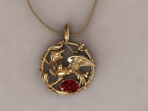 rubi leão pingente ouro gema prata anel imprimível jóia diamante jóias brilhante 3d print model - Mito3D