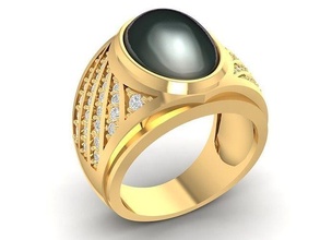 rubí oval feng shui anillo hombres 959 joyería joya moda accesorios oro diamante hombre diseño anillos 3d print model - Mito3D