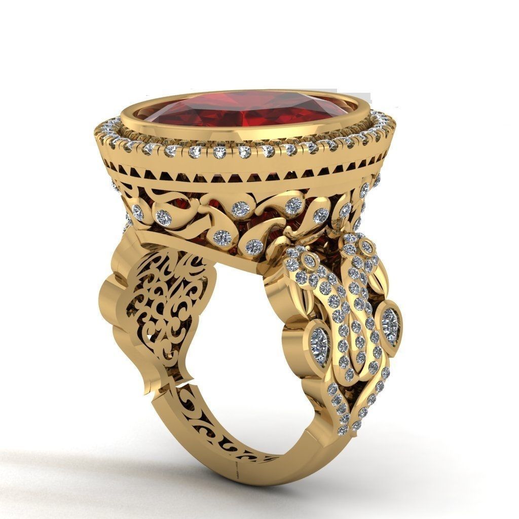 ruby ring jewelry printable gold rings 3D print model - Mito3D