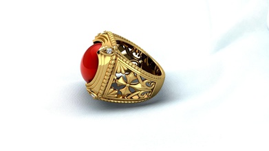 rubino anello del re gioielli ruby uomini moda chrome gotico anelli 3d print model - Mito3D