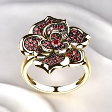 ruby rose golden ring rhodium printable 3dprint jewelry gold wedding jewellery diamond rings 3d print model - Mito3D